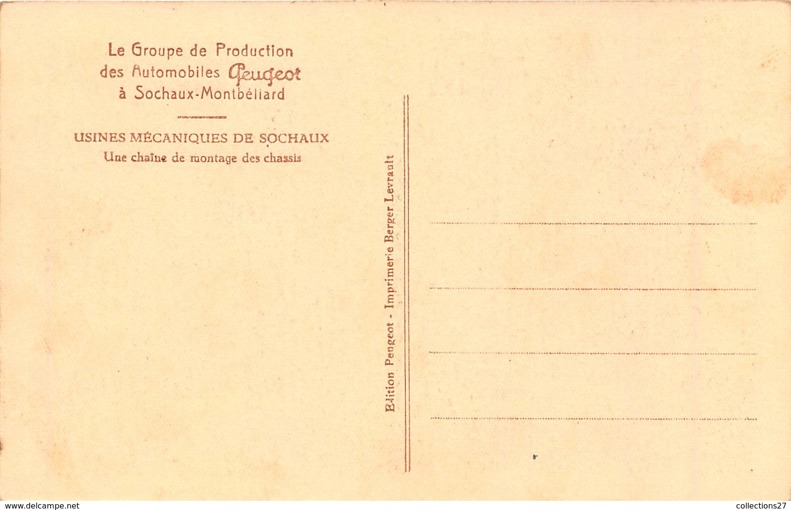 25-SOCHAUX- MONTBELIARD- AUTOMOBILE PEUGEOT- UNE CHAINE DE MONTAGNE DES CHASSIS - Sochaux