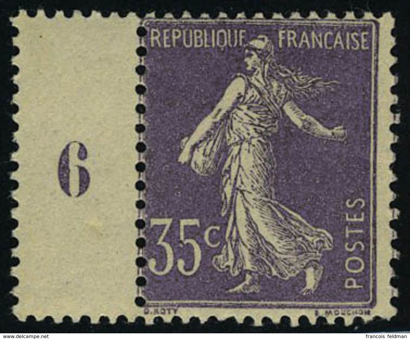 Neuf Sans Charnière N° 136, 35c Violet Clair Type IIA Tenant à Millésime 6, T.B. - Sonstige & Ohne Zuordnung