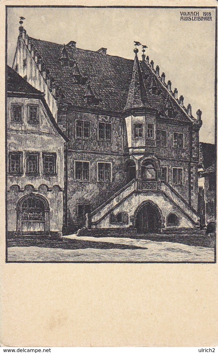 AK Volkach A. Main - Rathaus - Gezeichnet Von Alois Leibinger - 1918 (36026) - Kitzingen