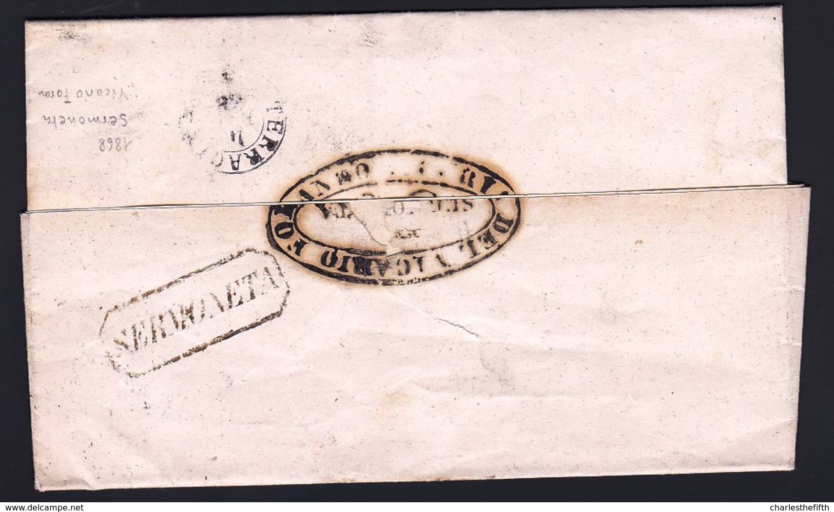 1868 LETTERA SENZA COSTI DI SPEDIZIONE - ( DEL VICARIO FORANEO ) DA SERMONETA A TERRACINA - - Poststempel