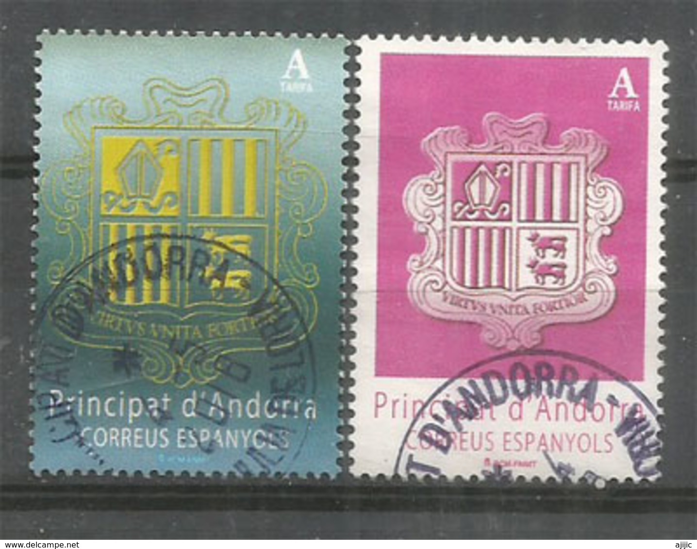 ANDORRA. Nouveaux Blasons D'Andorre 2018. Deux Timbres Obliteres, 1 Ere Qualite - Usati