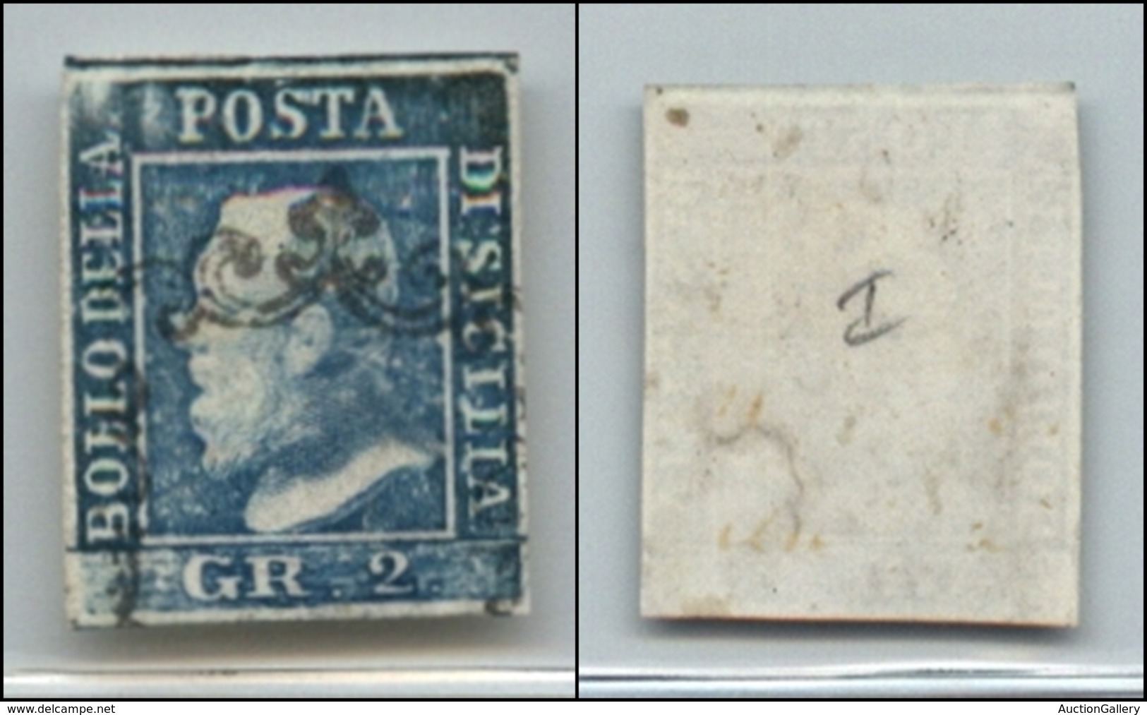 20339 ANTICHI STATI - SICILIA - 1859 - 2 Grana Azzurro (6) Usato (220) - Andere & Zonder Classificatie