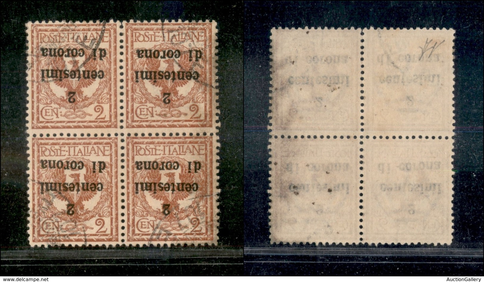 22011 OCCUPAZIONI - TRENTO E TRIESTE - 1919 - Quartina Del 2 Cent Di Corona Su 2 Cent Aquila Sabauda (2a) - Soprastampa  - Andere & Zonder Classificatie