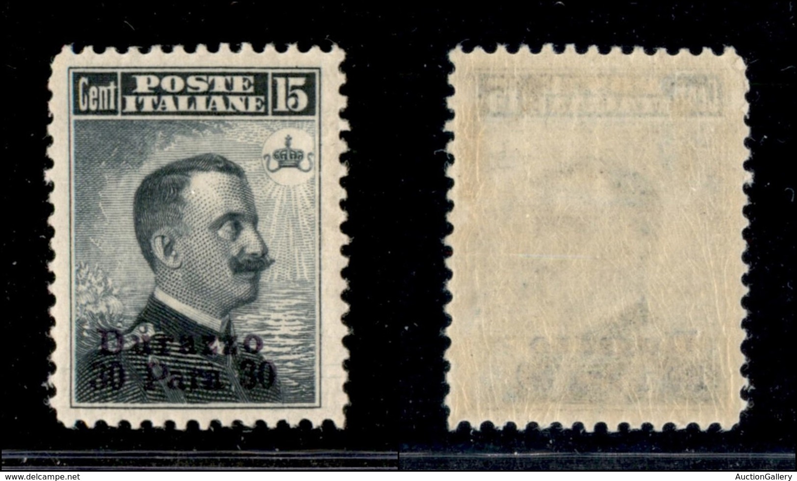 22728 UFFICI POSTALI ESTERO - DURAZZO - 1909/1911 - 30 Para Su 15 Cent (3) - Gomma Integra (250) - Andere & Zonder Classificatie