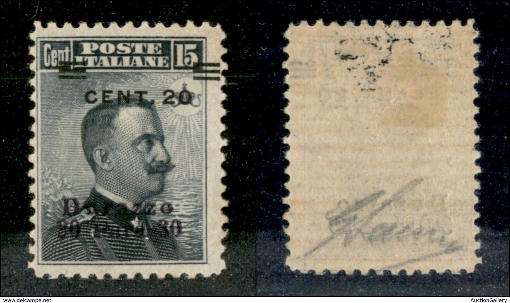 22731 UFFICI POSTALI ESTERO - DURAZZO - 1916 - 30 Para Su 20 Cent Su 15 (9 Varietà) - Soprastampa Obliqua (cent 20) - Go - Andere & Zonder Classificatie