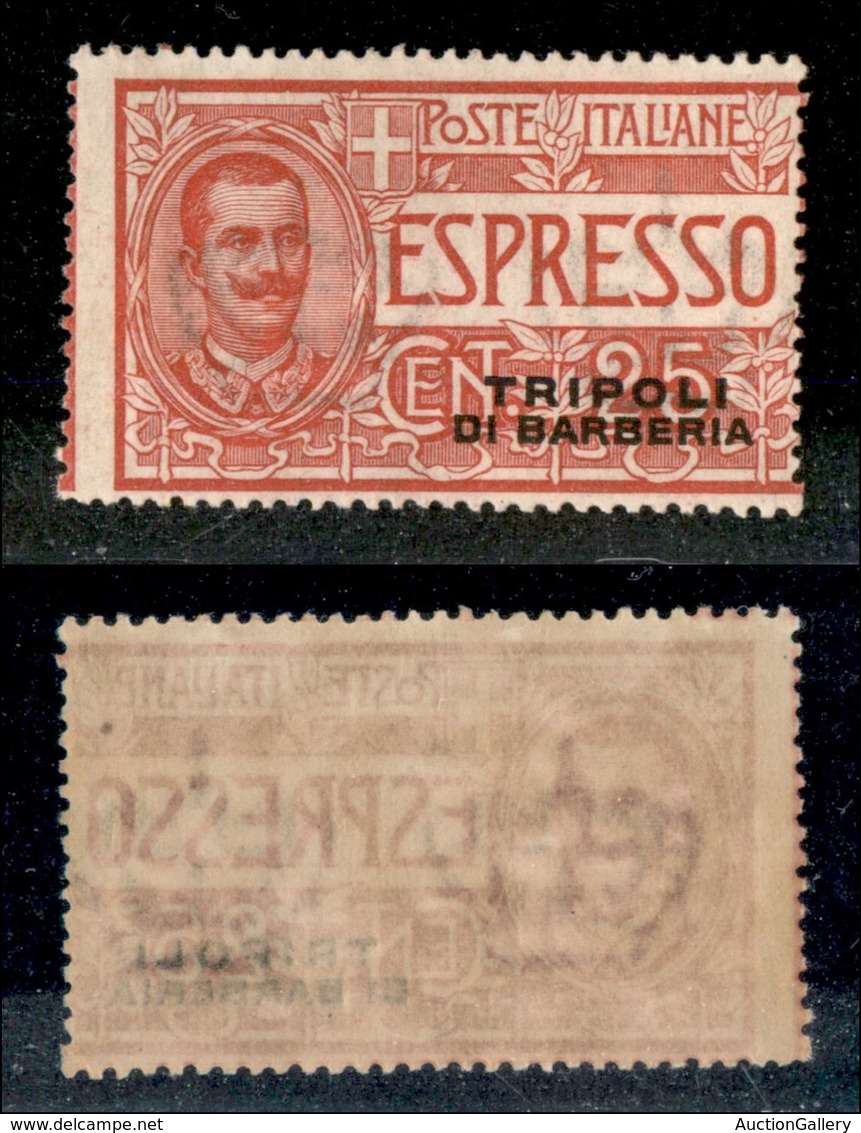 22769 UFFICI POSTALI ESTERO - TRIPOLI DI BARBERIA - 1909 - Espressi - 25 Cent (1 Varietà) Con Doppia Soprastampa (una In - Andere & Zonder Classificatie