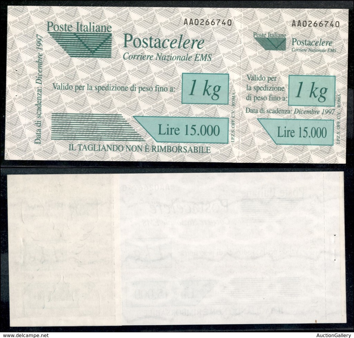 23551 REPUBBLICA - SERVIZI - 1997 - Postacelere - Tagliando Da 15.000 Lire (1) - Integro - Andere & Zonder Classificatie