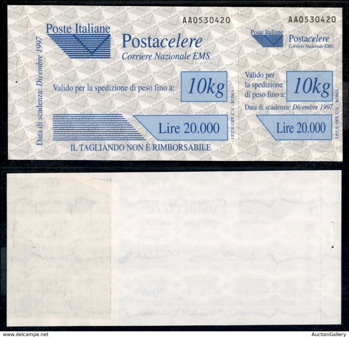 23552 REPUBBLICA - SERVIZI - 1997 - Postacelere - Tagliando Da 20.000 Lire (2) - Integro - Andere & Zonder Classificatie