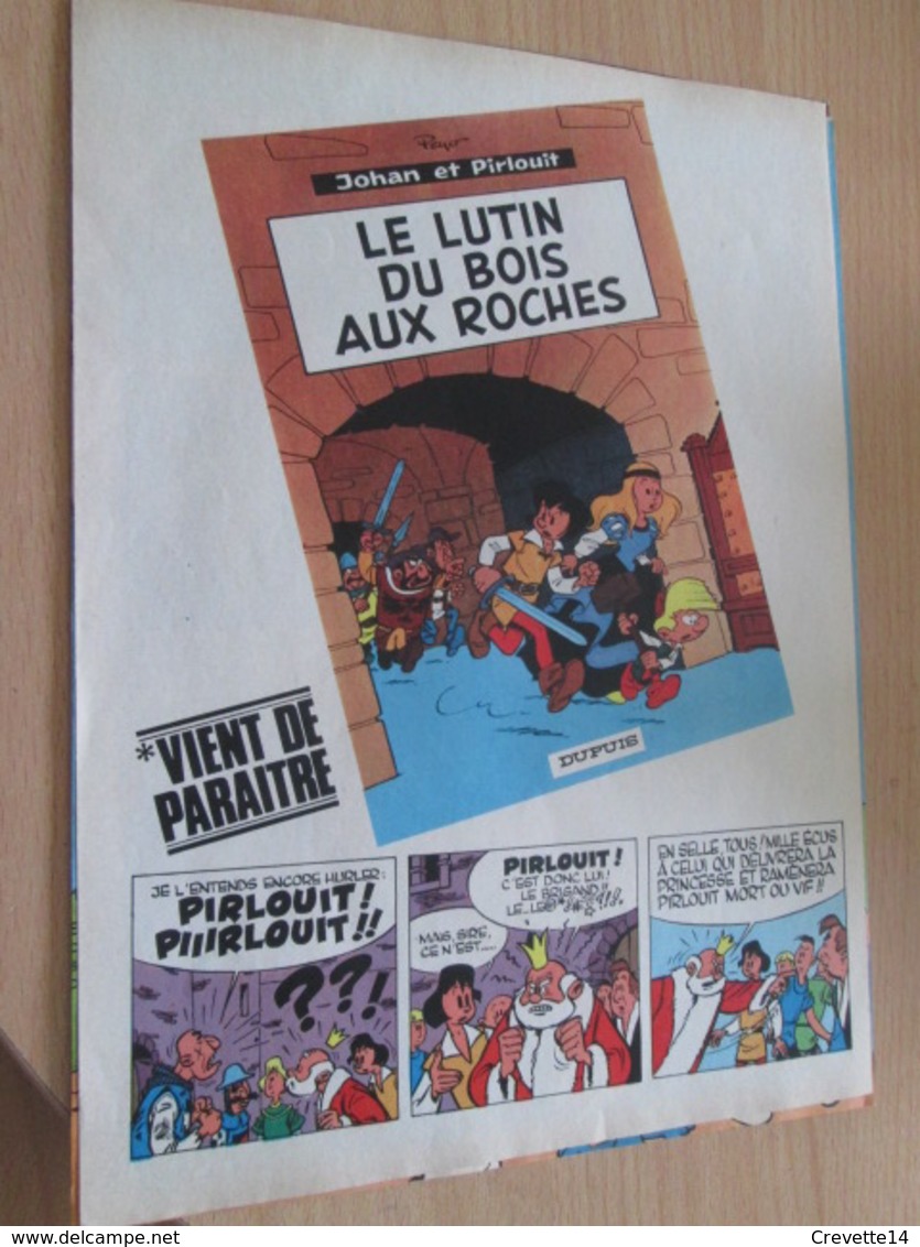 CLI518 :  Page PUB A4 Spirou Années 60/70 Avec Nouvel Album Paru De La Série JOHAN ET PIRLOUIT ET SCHTROUMPFS - Johan Et Pirlouit