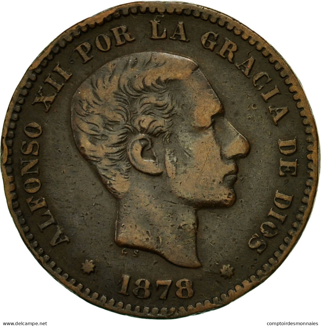 Monnaie, Espagne, Alfonso XII, 5 Centimos, 1878, TTB, Bronze, KM:674 - Provincial Currencies