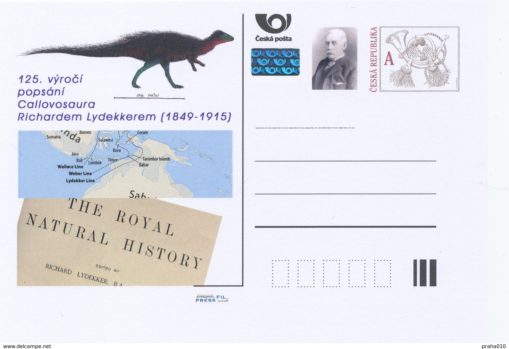 Tchéquie / Cartes Post. (Pre2014/07) 125ème Anniversaire De La Description De Callovosaurus Richard Lydekker (1849-1915) - Briefe