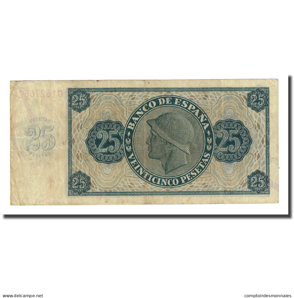 Billet, Espagne, 25 Pesetas, 1936-11-21, KM:99a, TTB+ - 25 Peseten