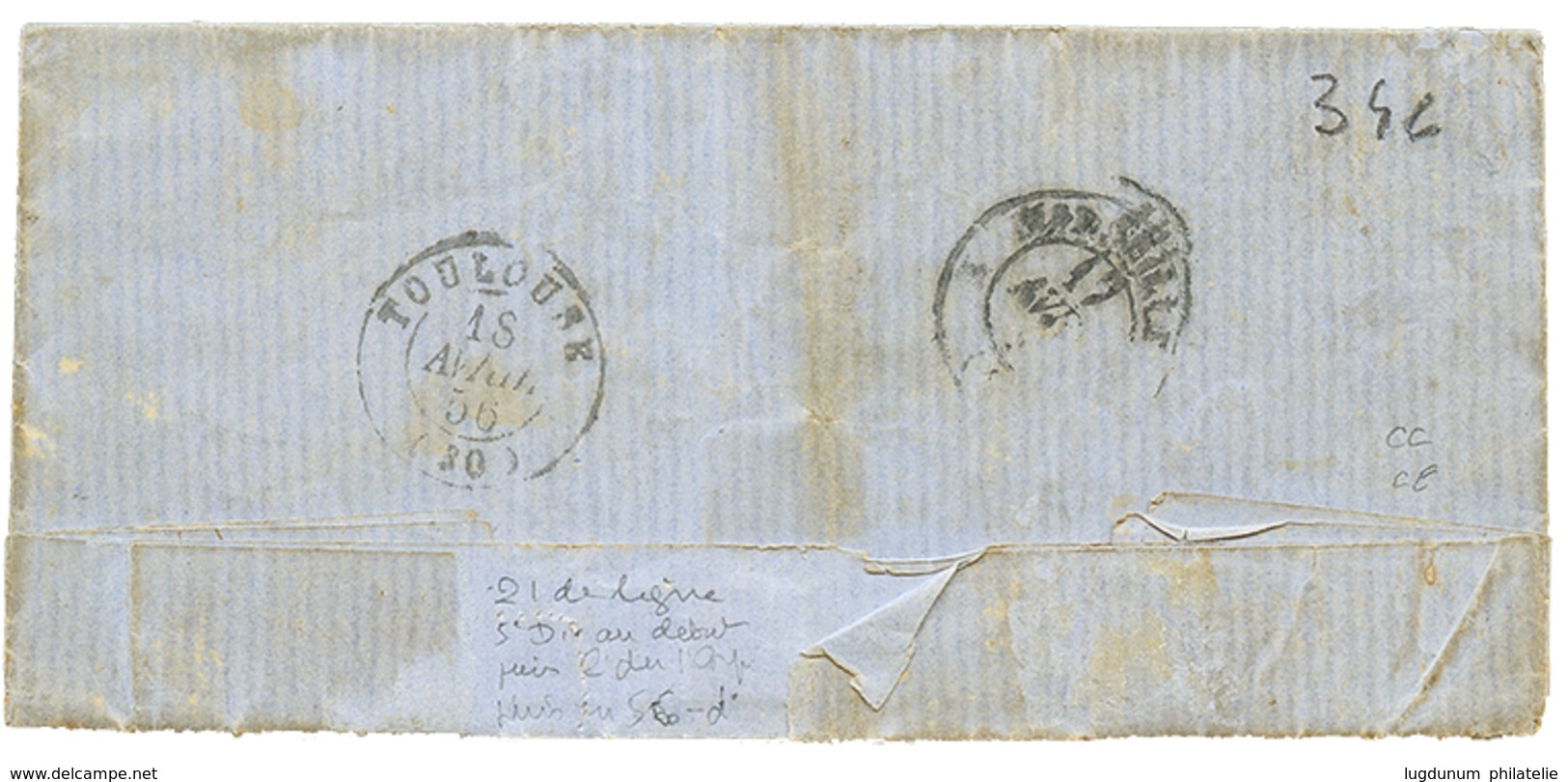 345 1856 20c(n°14) Pd Obl. AOR + ARMEE D'ORIENT Bau R Sur Lettre Avec Texte De SEBASTOPOL Pour La FRANCE. TB. - Armeestempel (vor 1900)