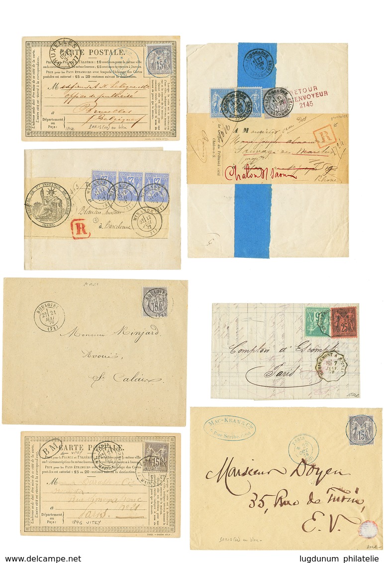 501 Type SAGE Superbe Collection De 30 Lettres (Oblitérations, Combinaison, CHARGE ...). TTB. - 1876-1878 Sage (Type I)