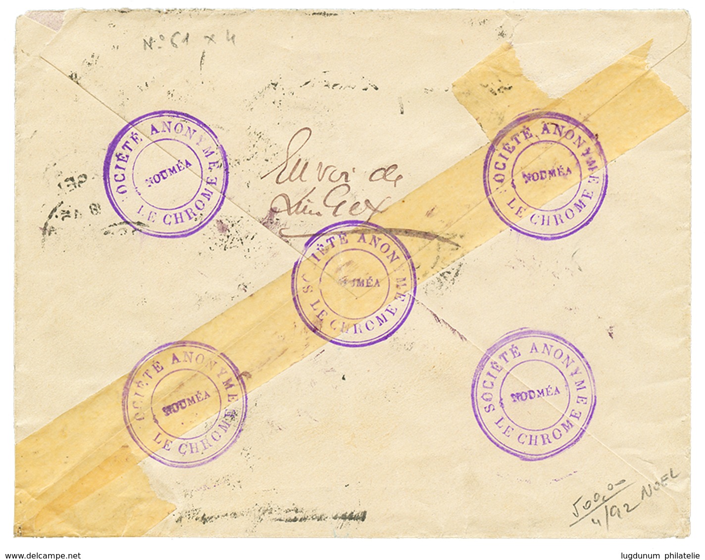 547 1897 NOUVELLE CALEDONIE 15c(x4) Obl. MARSEILLE BOUCHES DU RHONE Sur Env. De NOUMEA Pour PARIS. TB. - Maritime Post