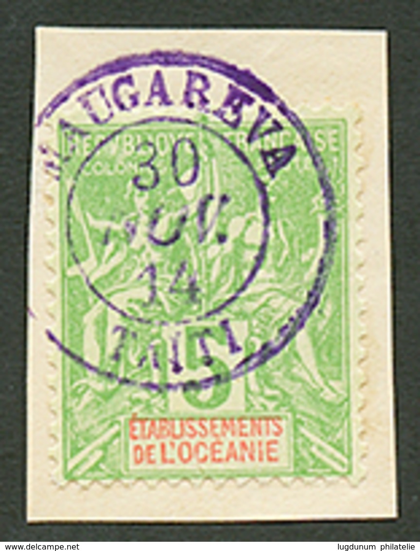 915 OCEANIE 5c Obl. MAUGAREVA TAITI En Violet Sur Fragment. Rare (orthographe Erronée Pour MANGAREVA). Superbe. - Andere & Zonder Classificatie