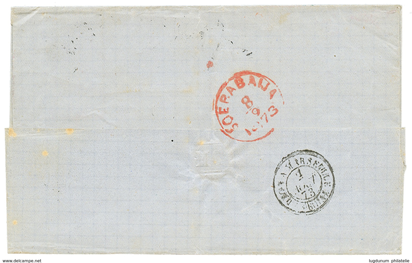 1196 1873 FRANCE 80c (x3) On Cover From BORDEAUX To SOERABAYA (JAVA). Superb. - Autres & Non Classés