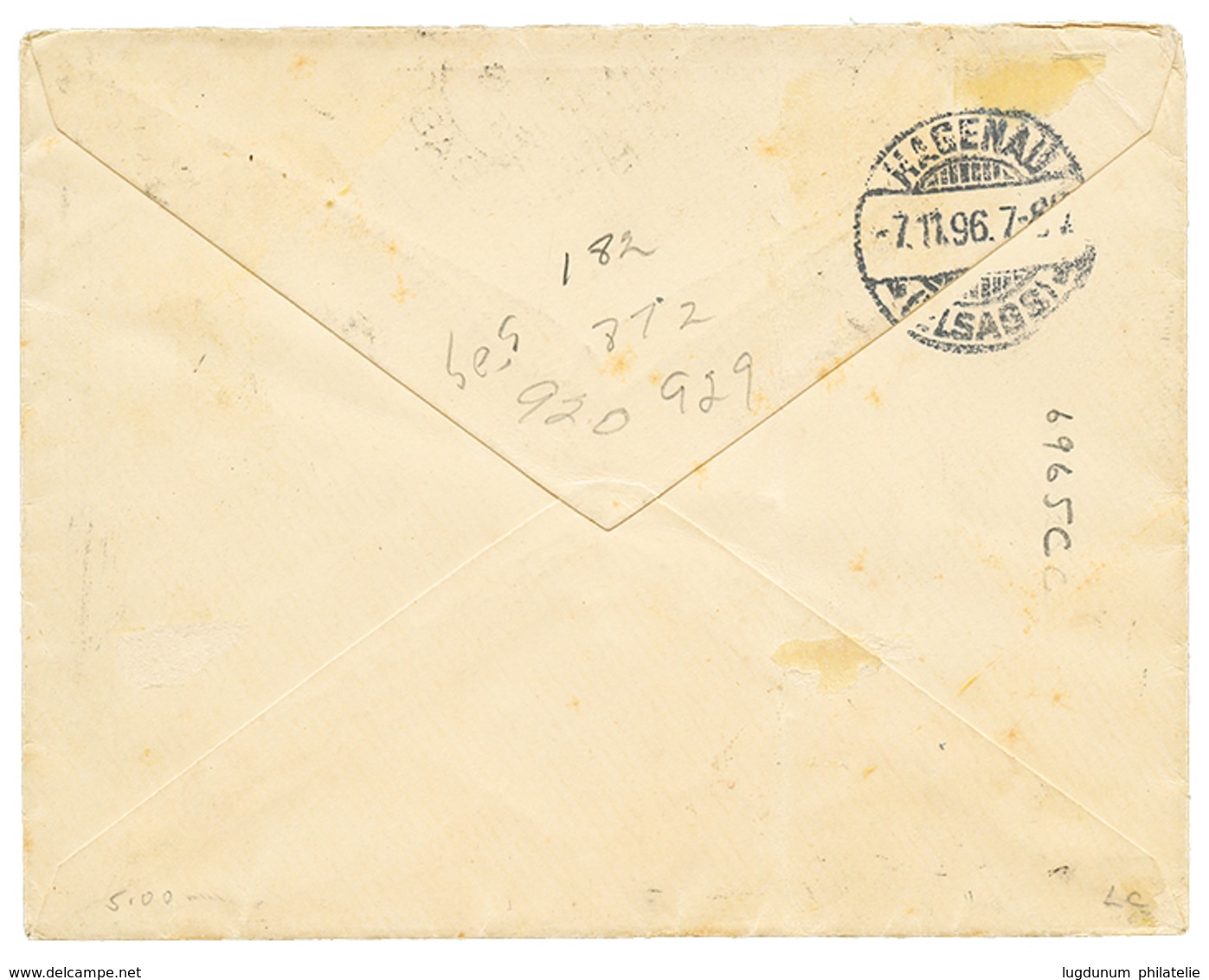 1283 1896 1/2d + 1d(x2) Canc. Killer 556 + Large Cachet CAPE COAST On Cover To HAGENAU(ALSACE). Vvf. - Gold Coast (...-1957)