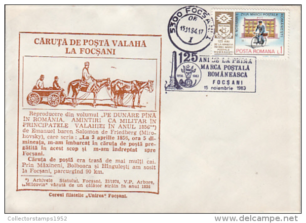 72563- FOCSANI POST WAGON, ROMANIAN STAMP'S DAY, SPECIAL COVER, 1984, ROMANIA - Brieven En Documenten