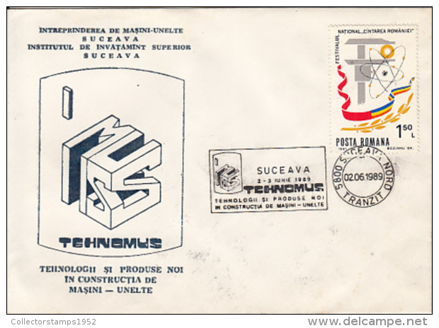 72575- SUCEAVA MACHINES AND TOOLS PRODUCTION PHILATELIC EXHIBITION, SPECIAL COVER, 1989, ROMANIA - Brieven En Documenten