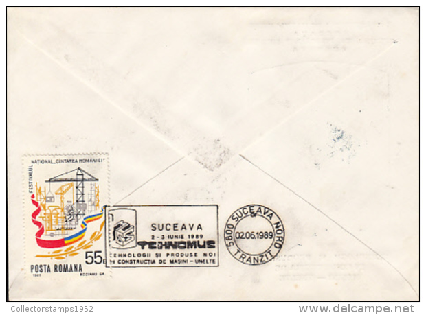 72575- SUCEAVA MACHINES AND TOOLS PRODUCTION PHILATELIC EXHIBITION, SPECIAL COVER, 1989, ROMANIA - Brieven En Documenten