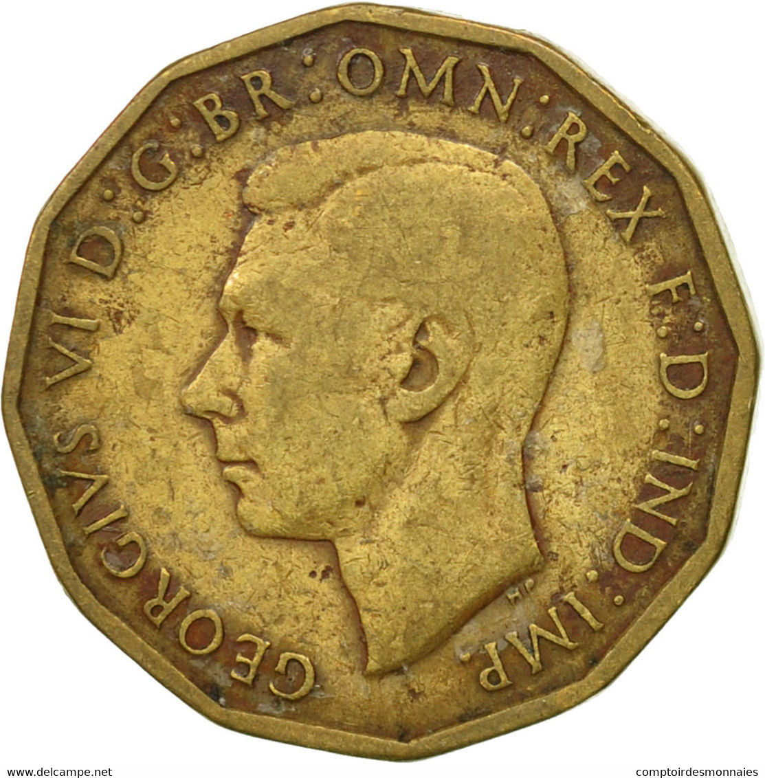 Monnaie, Grande-Bretagne, George VI, 3 Pence, 1943, TB+, Nickel-brass, KM:849 - F. 3 Pence