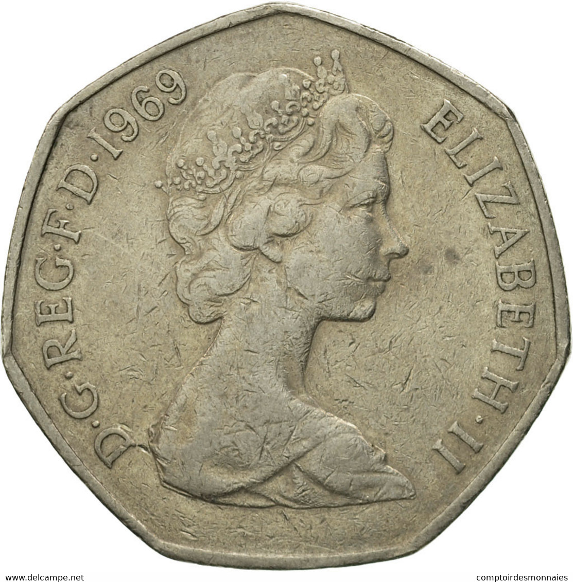 Monnaie, Grande-Bretagne, Elizabeth II, 50 New Pence, 1969, TB, Copper-nickel - 50 Pence