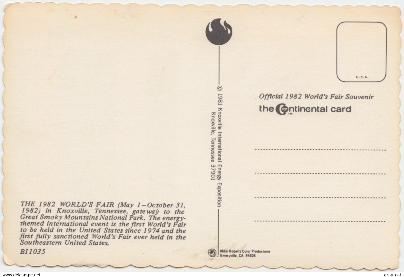 THE 1982 WORLD'S FAIR, KNOXVILLE, TENNESSEE, Unused Postcard [21694] - Knoxville