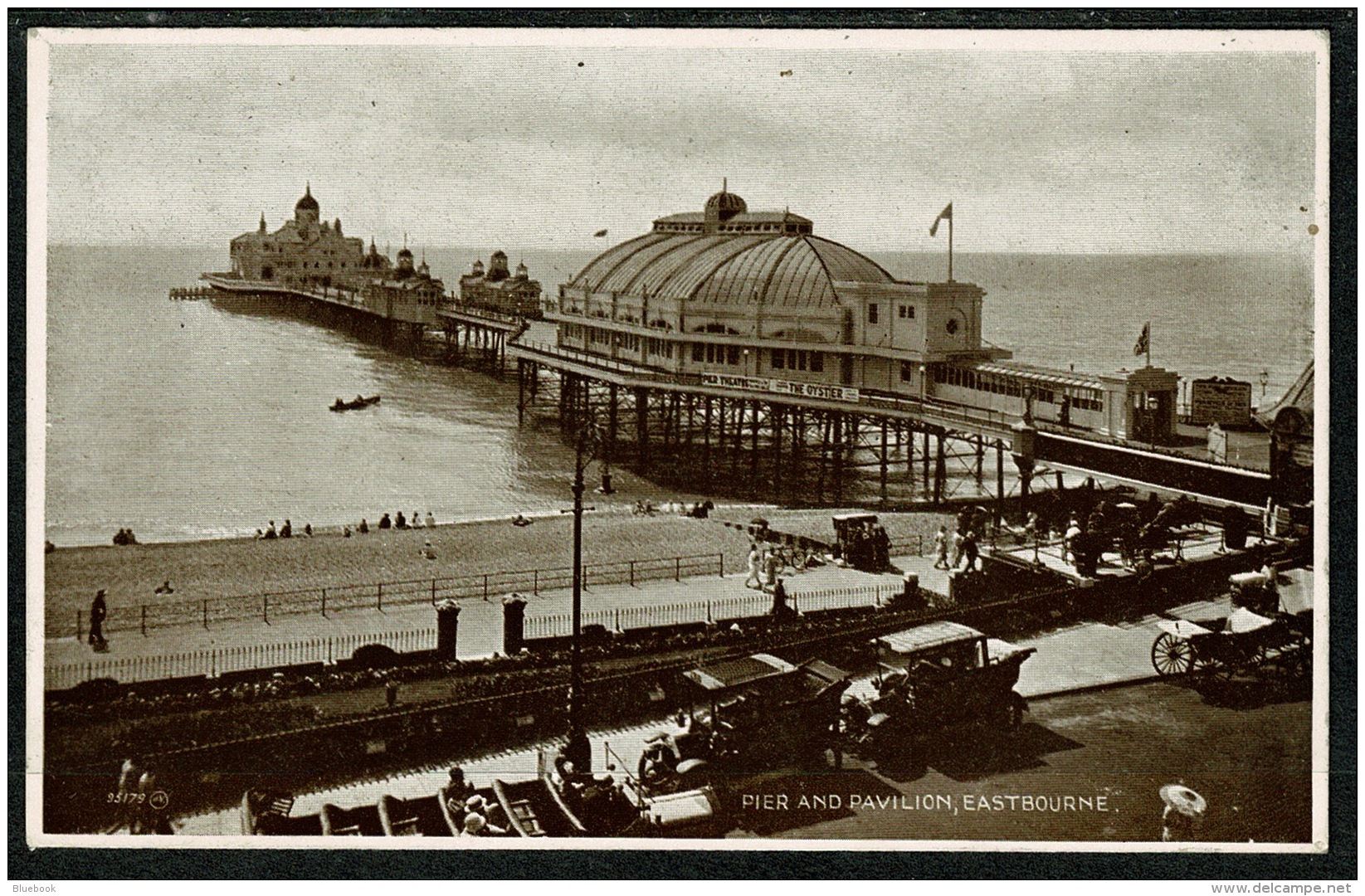 RB 1214 - 1929 Postcard - 1d PUC Stamp - Cars At Eastbourne Pier &amp; Pavilion - Sussex - Eastbourne