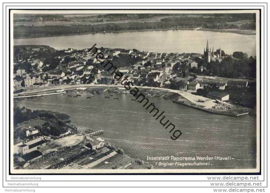 Werder - Insel-Stadt Panorama - Fliegeraufnahme - Foto-AK - Werder