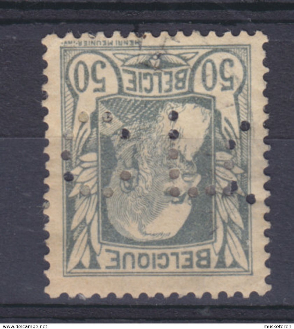 Belgium Perfin Perforé Lochung 'CLC?' Mi. 75, 50c. Leopold II. Stamp (2 Scans) - 1909-34