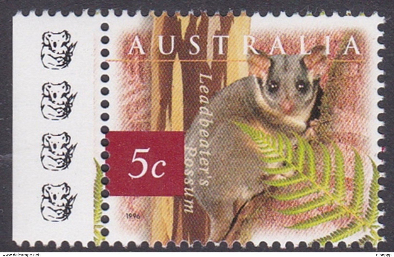 Australia ASC 1560d 1996 Nature Of Australia, 5c Possum, 4 Koalas, Mint Never Hinged - Essais & Réimpressions