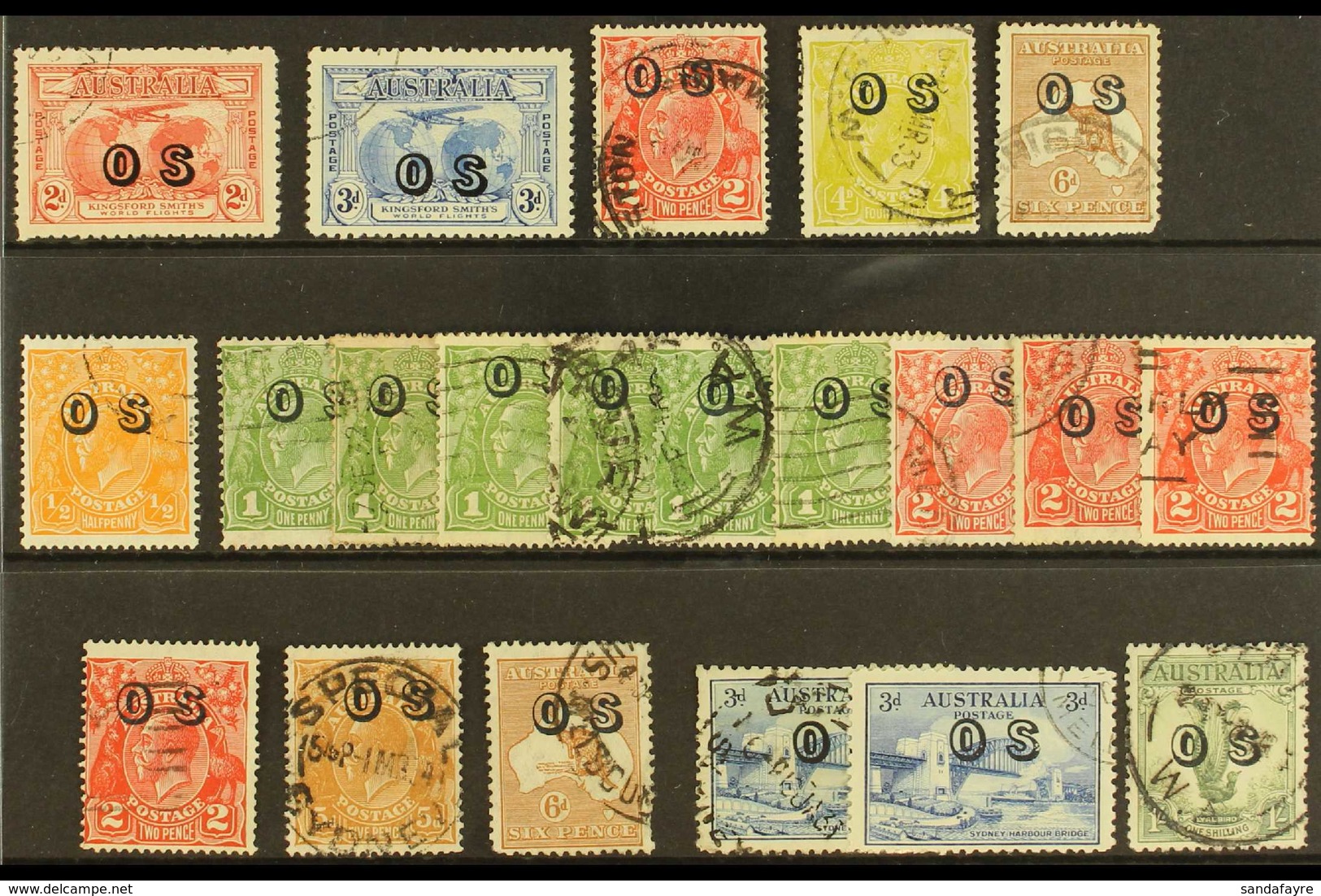 OFFICIALS  1932-33 USED "O S" OPT'D SELECTION Presented On A Stock Card That Includes 1931 Kingsford Set (SG O123/24), C - Sonstige & Ohne Zuordnung