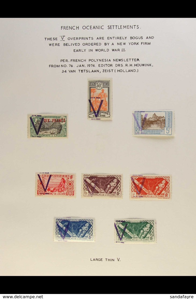 OCEANIA  1942 Fine Mint Collection Of All Different Stamps With Local Bogus Privately Produced Large "V" Overprints. Ver - Sonstige & Ohne Zuordnung