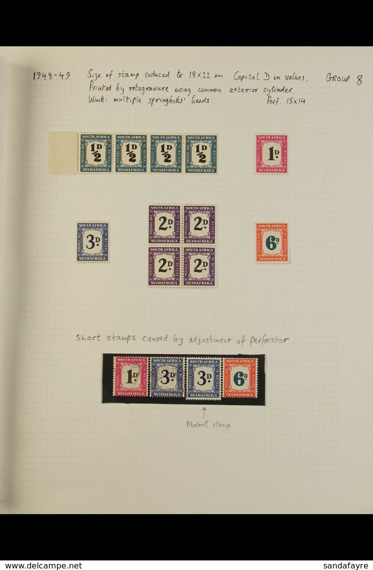 POSTAGE DUE 1948-49  Study Collection Written Up On Pages, With The Set Mint And In Blocks Of Four (some Nhm), ½d, 1d Bl - Zonder Classificatie