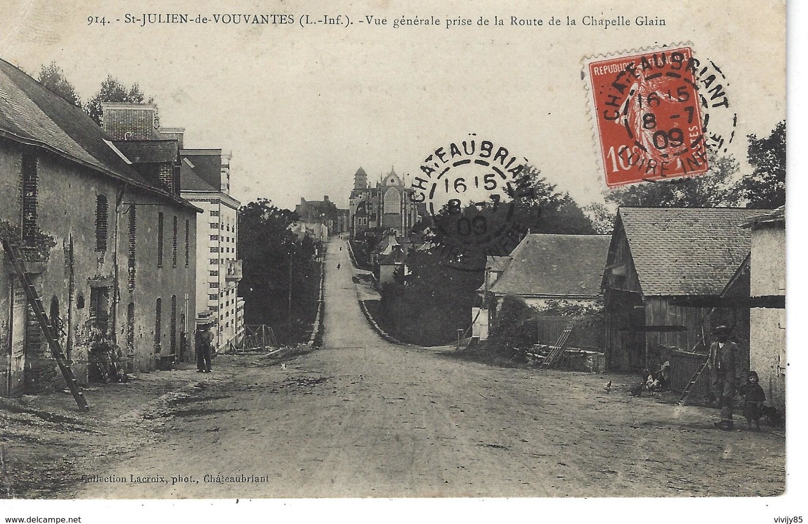 44 - SAINT JULIEN DE VOUVANTES - T.Belle Vue Générale Animée Prise De La Route De La CHAPELLE GLAIN - Saint Julien De Vouvantes