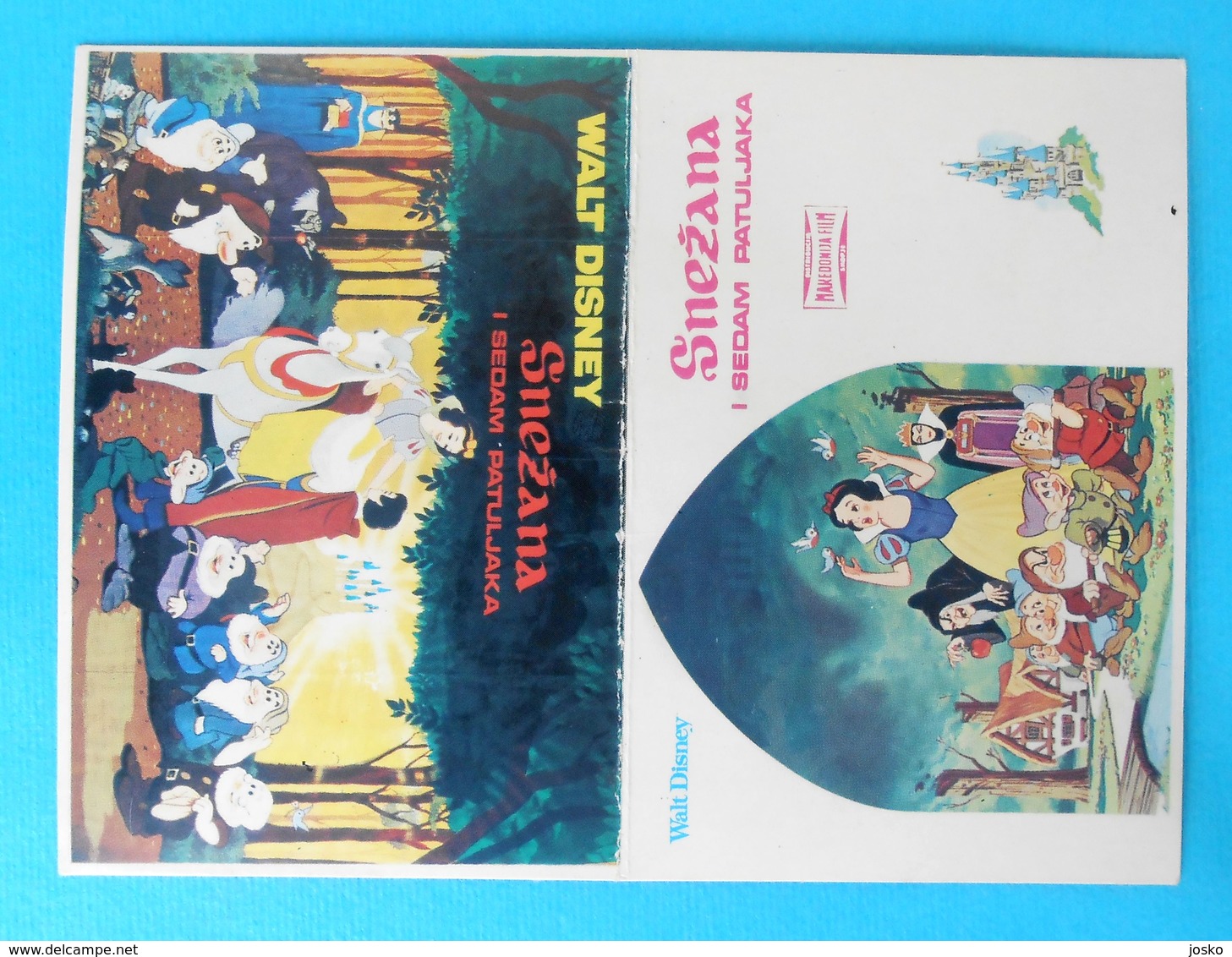 SNOW WHITE AND THE SEVEN DWARFS .... Yugoslavian Vintage Small School Timetable * Walt Disney - Europa