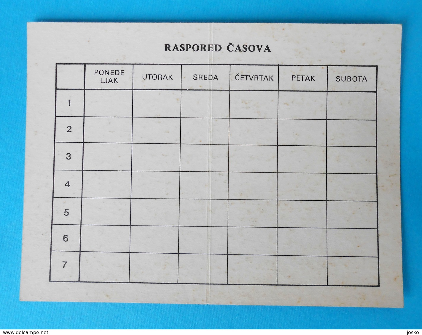 SNOW WHITE AND THE SEVEN DWARFS .... Yugoslavian Vintage Small School Timetable * Walt Disney - Europa