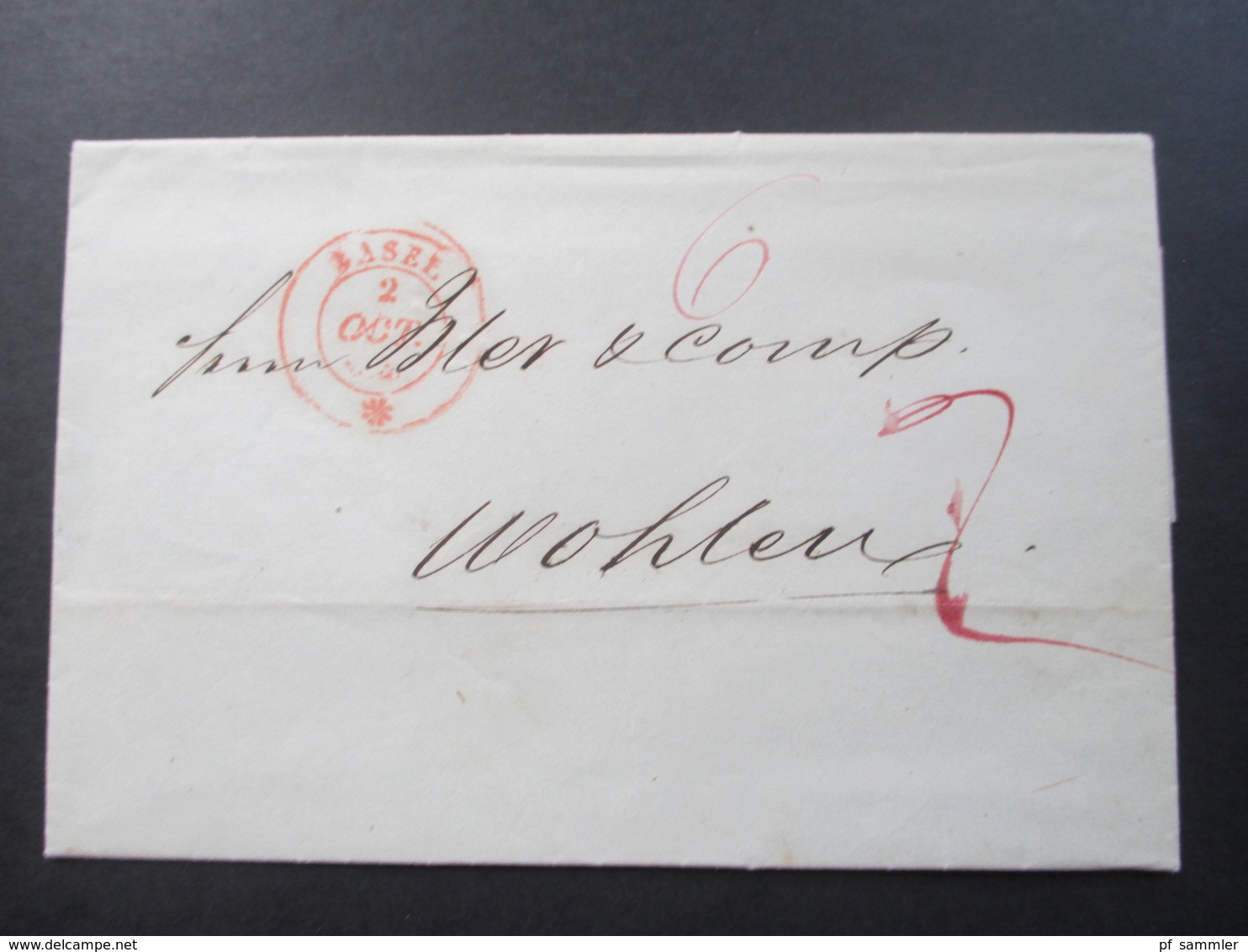 Schweiz Vorphila Roter Stempel K2 Basel. Mit Inhalt! Interessant! Bartaxe / Rotstift / 2 Tax Vermerke - ...-1845 Voorlopers