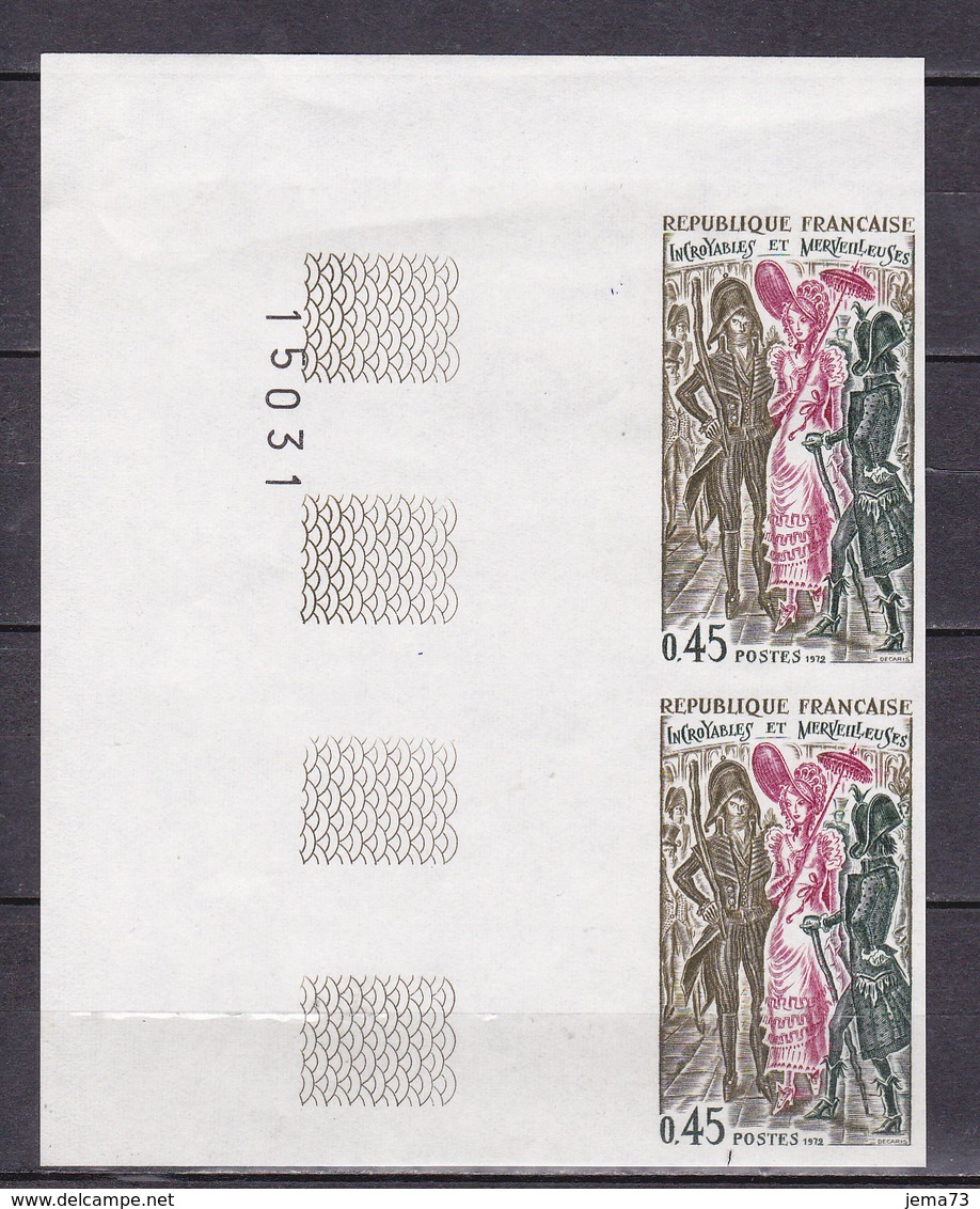 N° 1729  Histoire E France " Incroyalbles Et Merveilleuses" Belle Paire De 2 Timbres Neuf Impeccable Non Dentelée. - 1971-1980