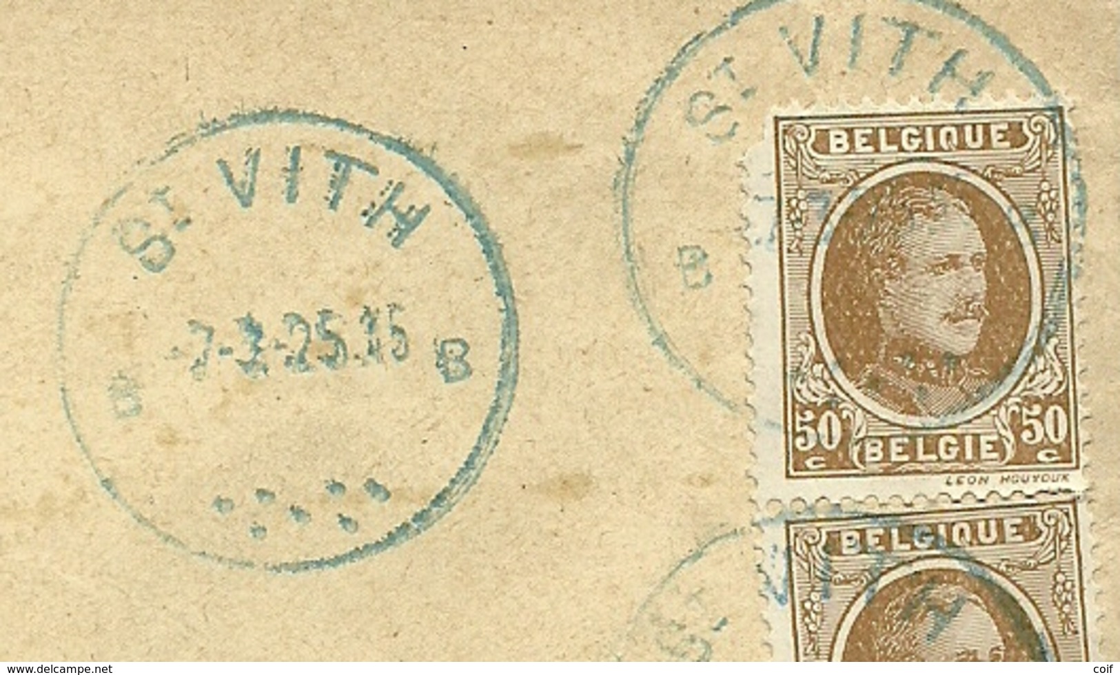 203 Op Aangetekende Brief Met BLAUWE!! Stempel ST-VITH Op 7/3/25 Naar Berlin (Rare: Blauwe Stempel) - OC55/105 Eupen & Malmédy