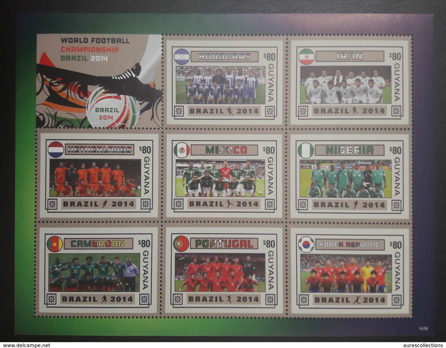 GUYANA 2014 WORLD CUP BRAZIL - TEAMS OF HONDURAS NETHERLANDS MEXICO NIGERIA CAMEROON PORTUGAL KOREA - MNH - 2014 – Brazilië