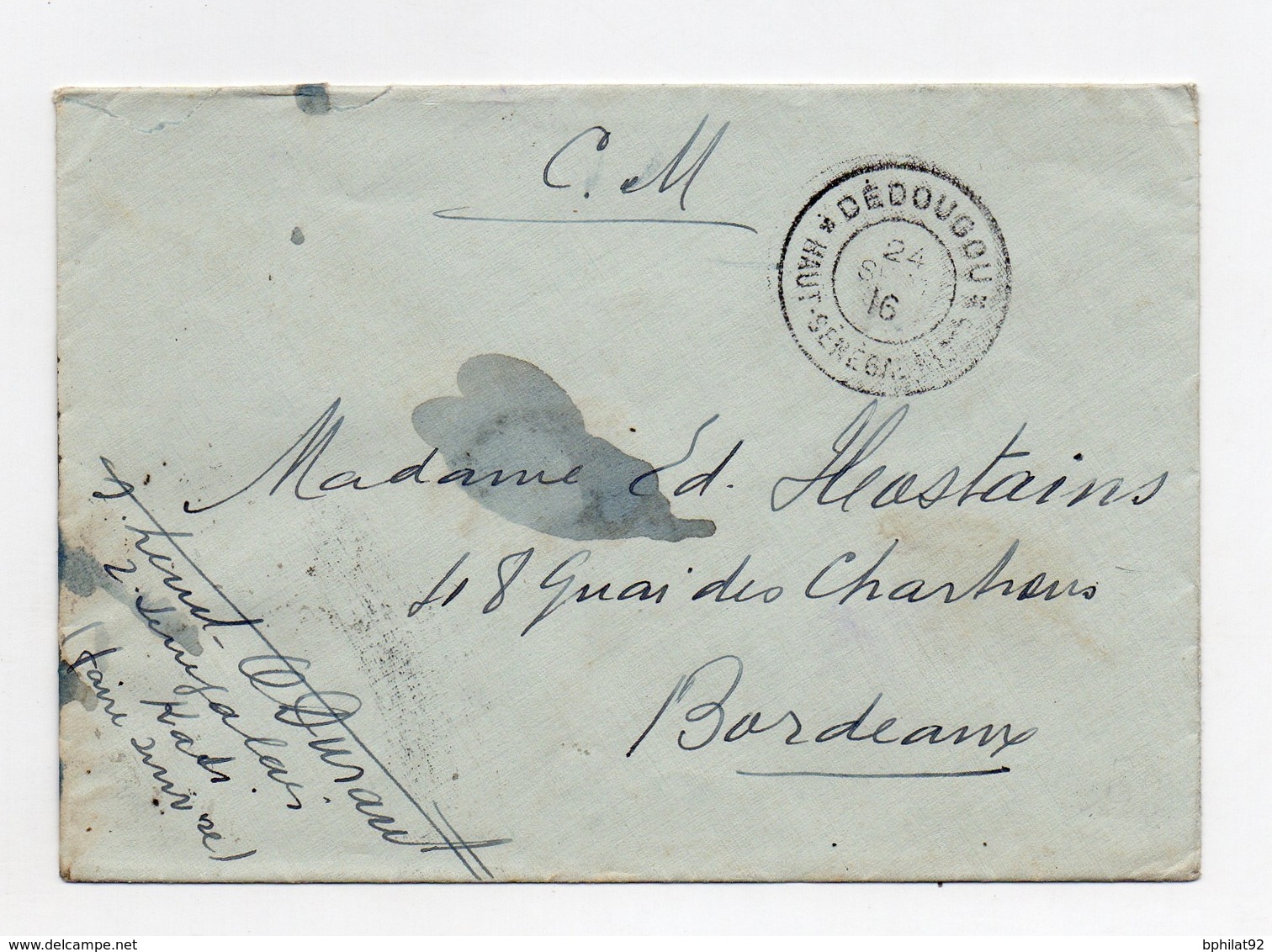 !!! PRIX FIXE : HAUT SENEGAL ET NIGER, LETTRE EN FRANCHISE DE 1916 POUR BORDEAUX, CACHET DE DEDOUGOU - Lettres & Documents