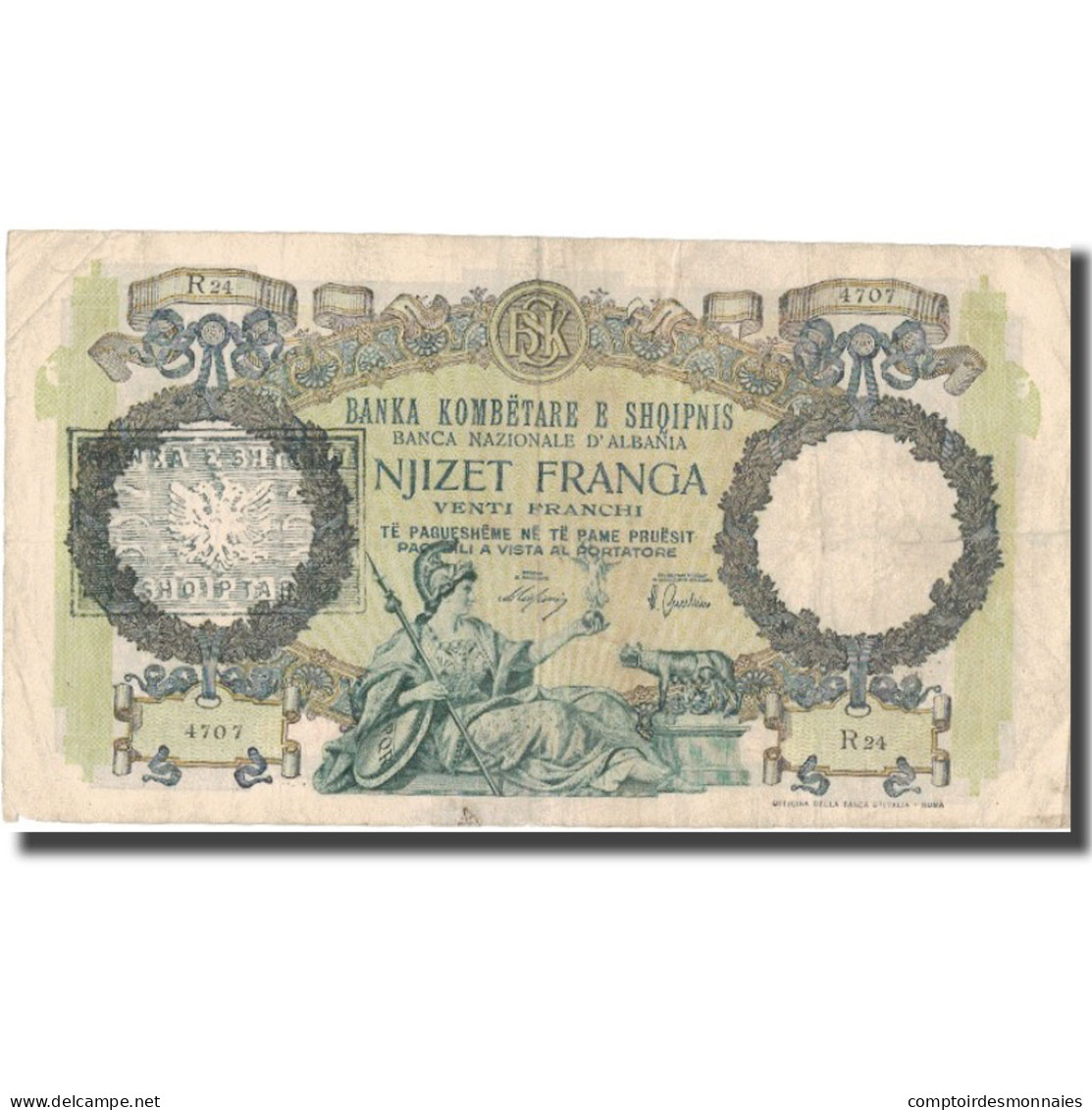 Billet, Albania, 20 Franga, Undated (1945), KM:13, TB+ - Albania