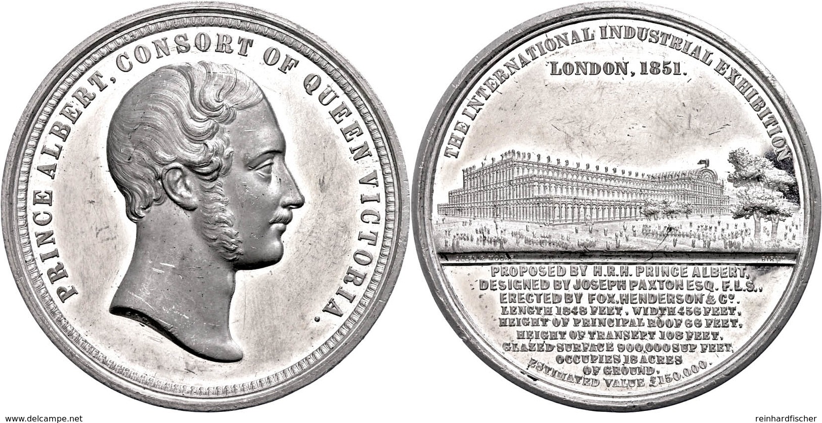 901 Großbritannien, Zinnmedaille (Dm. Ca. 51,10mm, Ca. 38,28g), 1851, Von Allan Und Moore, Auf Die Weltausstellung. Av:  - Andere & Zonder Classificatie