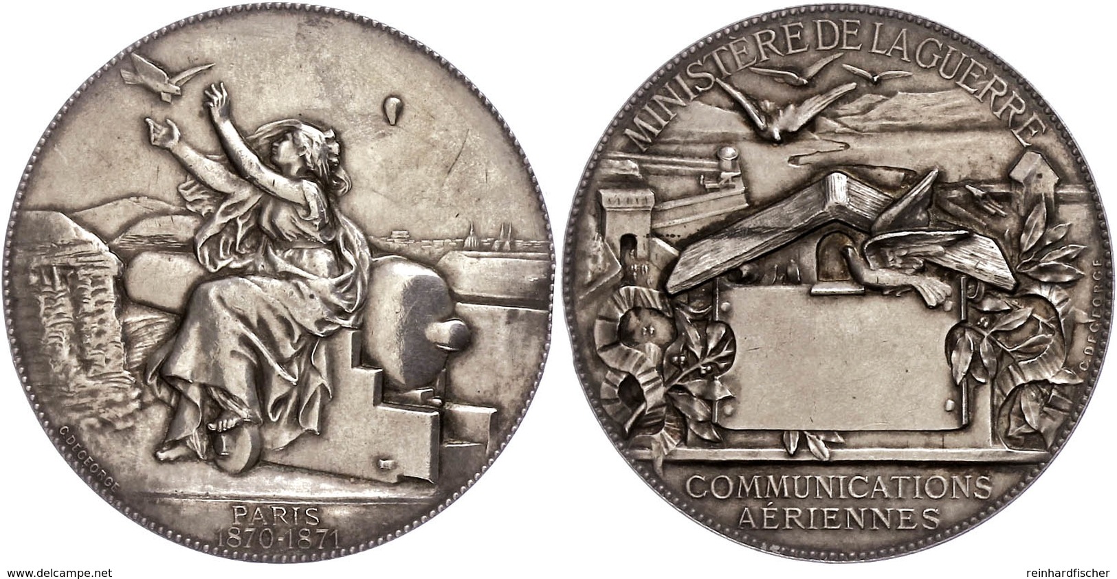 934 Frankreich, Silbermedaille (Dm. Ca. 51mm, Ca. 65,46g), 1871, Von Degeorge. Av: Sitzende Weibliche Gestalt Auf Kanone - Andere & Zonder Classificatie