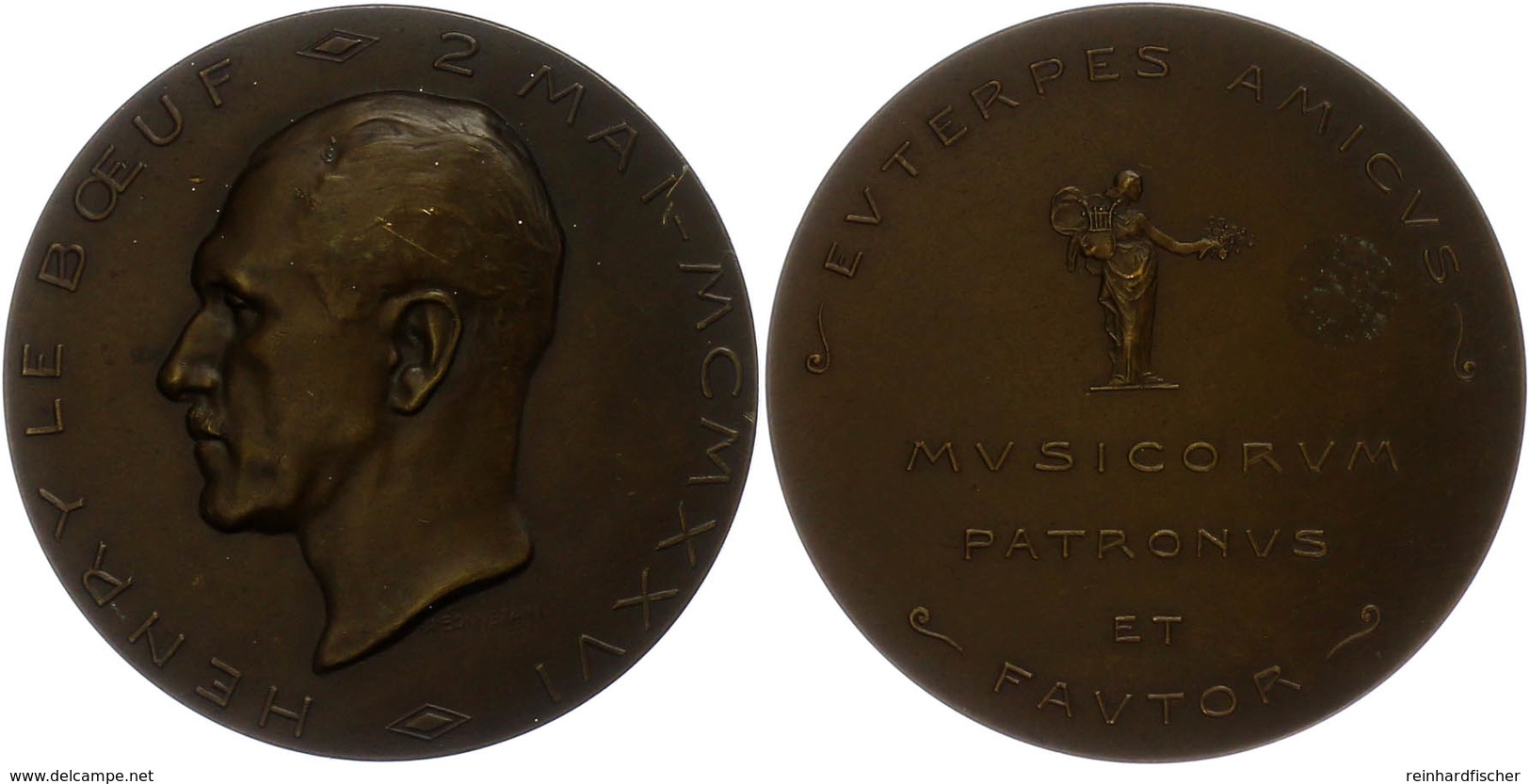 1264 Belgien, Bronzemedaille (Dm. Ca. 56,10mm, Ca. 56,39g), 1926, Von A. Bonnetain, Auf Henry Le Boeuf. Av: Kopf Nach Li - Sonstige & Ohne Zuordnung