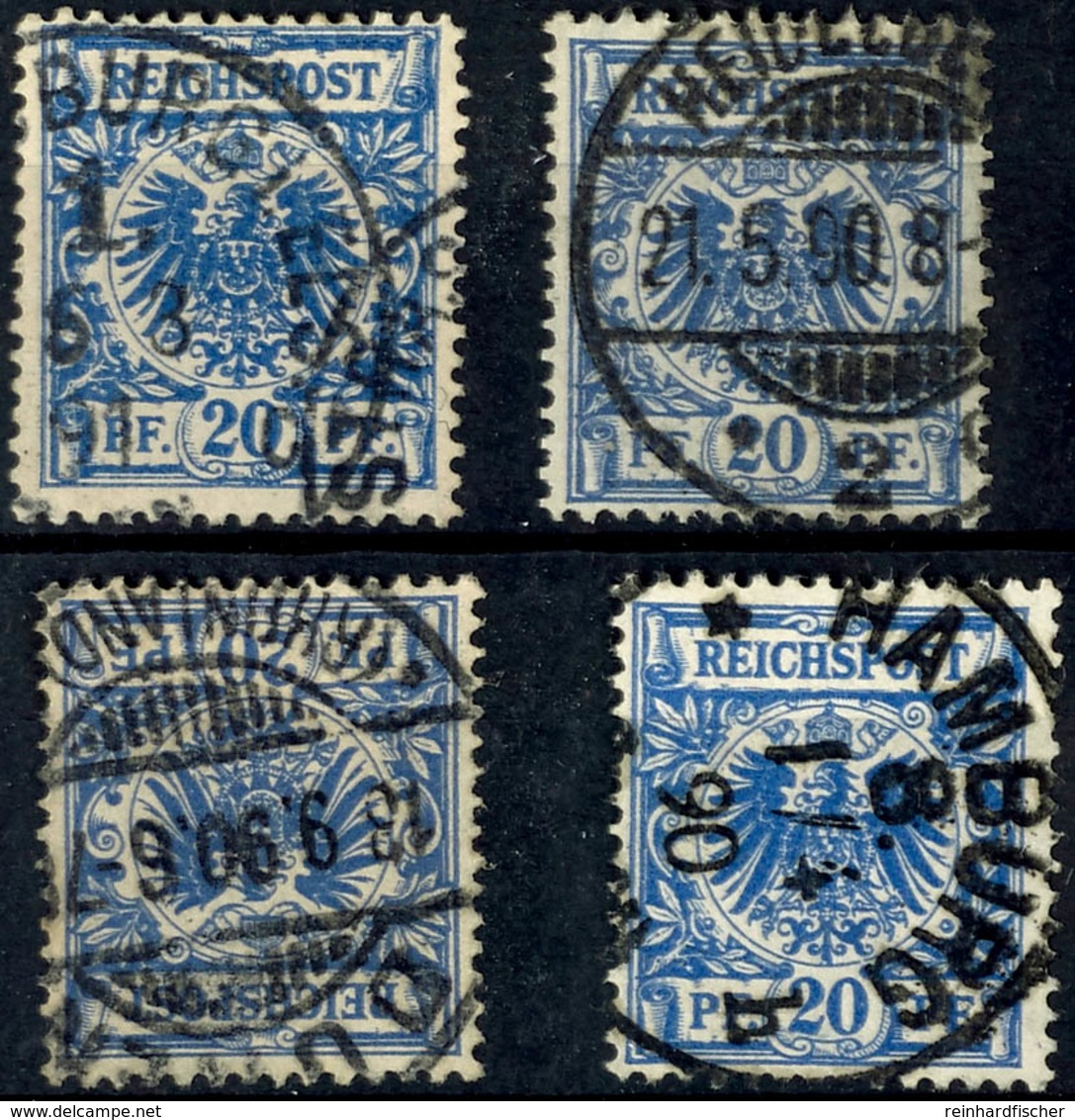 2252 20 Pf. Lebhaftlilaultramarin, 4 Gest. Werte, Geprüft Zenker BPP, Mi. 360.-, Katalog: 48aa O - Andere & Zonder Classificatie