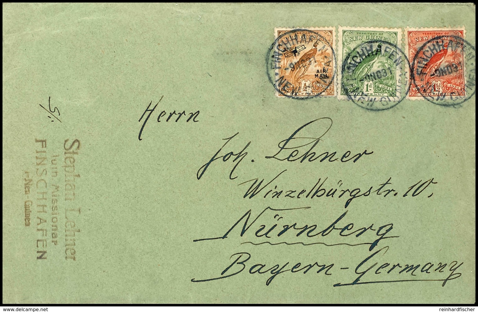 6707 1931, Brief Vom 9. Nov. Mit 1/2d, 1d Und 1 1/2d Von Papua-Neuguinea - Ausgaben Der Mandatsverwaltung (MiNrn. 65, 66 - Sonstige & Ohne Zuordnung