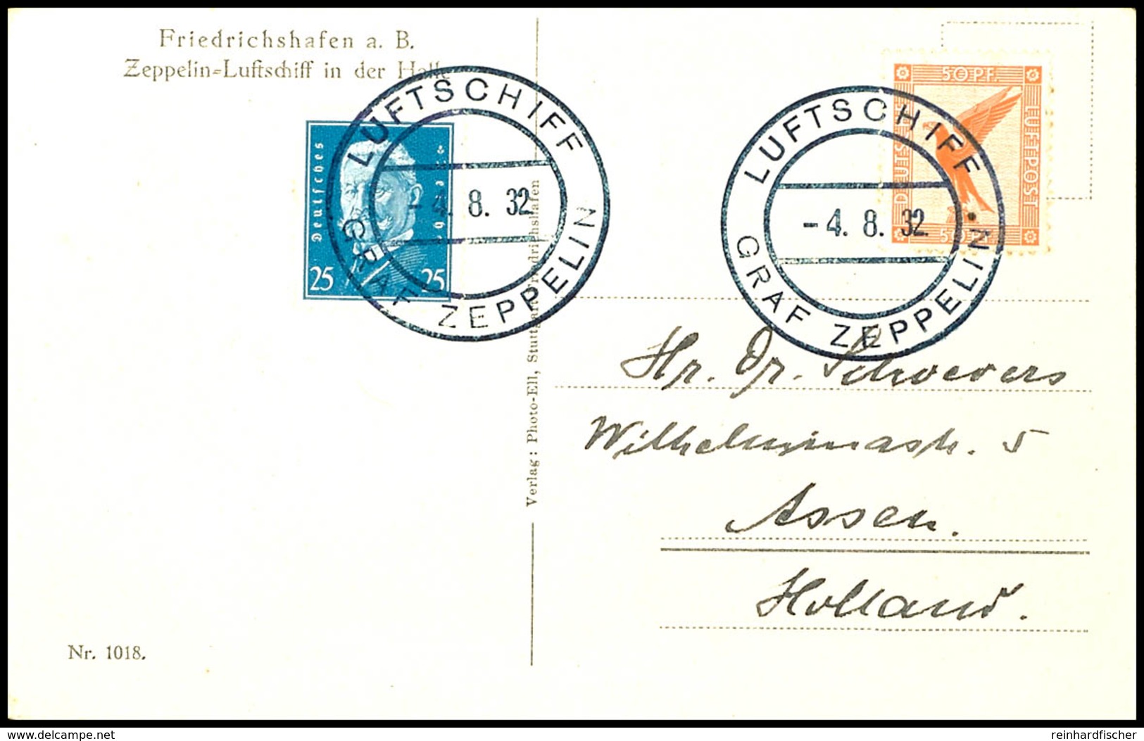 7113 1932, Kurzfahrt In Die Schweiz, Bordpost Vom 4.8. Auf Karte Mit 50 Pfg. Adler Und 25 Pfg. Reichspräsidenten, Adress - Sonstige & Ohne Zuordnung